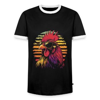 Hahn mit Sonnenbrille vintage - Männer Kontrast-T-Shirt - Schwarz/Weiß - Vorne - AI Model Female 172 light (172cm) & AI Model Male 178 light (178cm)