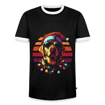 Labrador Weihnachten - Männer Kontrast-T-Shirt - Schwarz/Weiß - Vorne - AI Model Female 172 light (172cm) & AI Model Male 178 light (178cm)