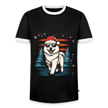 Cooler Samojede Weihnachten - Männer Kontrast-T-Shirt - Schwarz/Weiß - Vorne - AI Model Female 172 light (172cm) & AI Model Male 178 light (178cm)