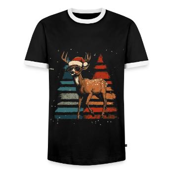 Cerf avec chapeau de Père Noël et lunettes de soleil - T-shirt contrasté Homme - noir/blanc - Devant - AI Model Female 172 light (172cm) & AI Model Male 178 light (178cm)