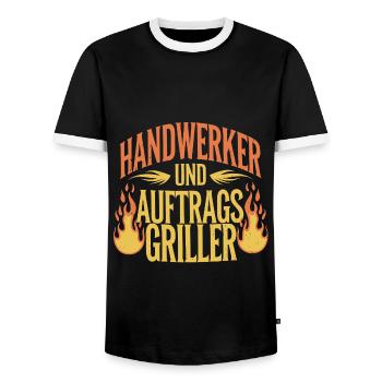 Handwerker und Auftragsgriller - Männer Kontrast-T-Shirt - Schwarz/Weiß - Vorne - AI Model Female 172 light (172cm) & AI Model Male 178 light (178cm)