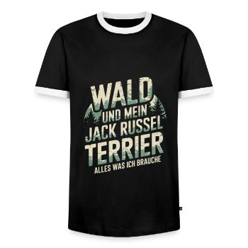 Wald und mein Jack Russel Terrier - Männer Kontrast-T-Shirt - Schwarz/Weiß - Vorne - AI Model Female 172 light (172cm) & AI Model Male 178 light (178cm)