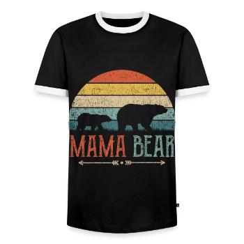 Maman Ours Mère Femme Cadeau Parents Couples Femmes - T-shirt contrasté Homme - noir/blanc - Devant - AI Model Female 172 light (172cm) & AI Model Male 178 light (178cm)