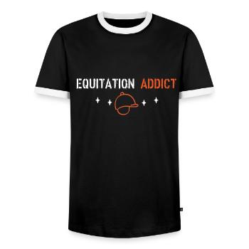 Reitsüchtig - Männer Kontrast-T-Shirt - Schwarz/Weiß - Vorne - AI Model Female 172 light (172cm) & AI Model Male 178 light (178cm)