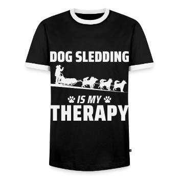 Husky Schlitten Schlitten Hunderennen Alaskan Racers Vater - Männer Kontrast-T-Shirt - Schwarz/Weiß - Vorne - AI Model Female 172 light (172cm) & AI Model Male 178 light (178cm)