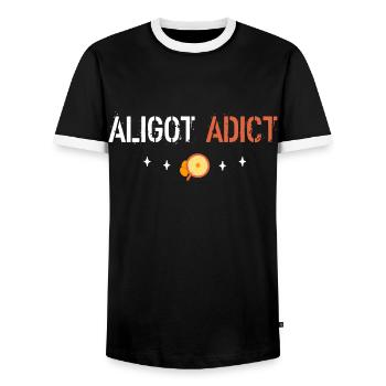 Aligot addict - Men's Ringer Shirt - black/white - Front - AI Model Female 172 light (172cm) & AI Model Male 178 light (178cm)