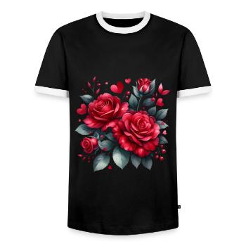 Rote Rosen lieben Valentinstag Paargeschenk - Männer Kontrast-T-Shirt - Schwarz/Weiß - Vorne - AI Model Female 172 light (172cm) & AI Model Male 178 light (178cm)