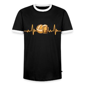 Volleyball Bier Herzschlag Beat Volleyball Bier - Männer Kontrast-T-Shirt - Schwarz/Weiß - Vorne - AI Model Female 172 light (172cm) & AI Model Male 178 light (178cm)