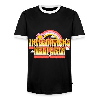 Integrationshelferin I-Helferin Schule KiTa Blume - Männer Kontrast-T-Shirt - Schwarz/Weiß - Vorne - AI Model Female 172 light (172cm) & AI Model Male 178 light (178cm)