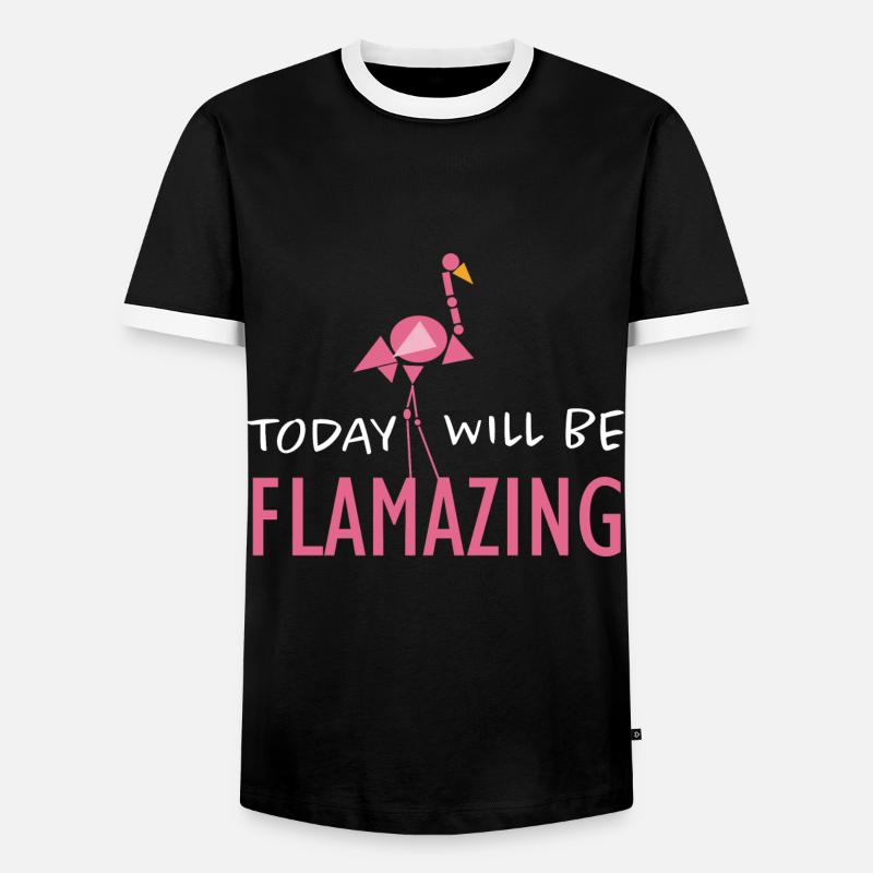 Flamingo - Männer Kontrast-T-Shirt - Schwarz/Weiß