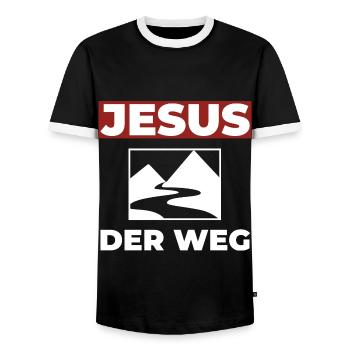 Jesus Christus ist der Weg - Christliches Shirt - Männer Kontrast-T-Shirt - Schwarz/Weiß - Vorne - AI Model Female 172 light (172cm) & AI Model Male 178 light (178cm)