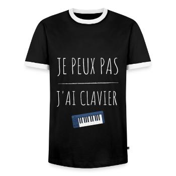 Je peux pas j'ai clavier - T-shirt contrasté Homme - noir/blanc - Devant - AI Model Female 172 light (172cm) & AI Model Male 178 light (178cm)