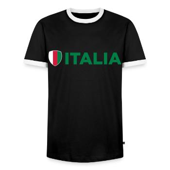 National flag of Italy - Men's Ringer Shirt - black/white - Front - AI Model Female 172 light (172cm) & AI Model Male 178 light (178cm)