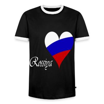 Russie Design - T-shirt contrasté Homme - noir/blanc - Devant - AI Model Female 172 light (172cm) & AI Model Male 178 light (178cm)