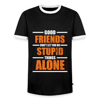 Friends Love Best Friend - Men's Ringer Shirt - black/white - Front - AI Model Female 172 light (172cm) & AI Model Male 178 light (178cm)