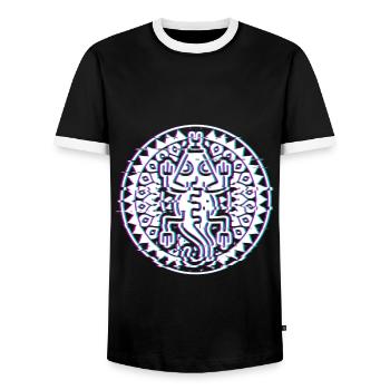 Autochtones chamanes indiennes - T-shirt contrasté Homme - noir/blanc - Devant - AI Model Female 172 light (172cm) & AI Model Male 178 light (178cm)