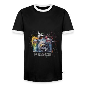 Paint Splash Photo Camera Peace Symbol Press - T-shirt contrasté Homme - noir/blanc - Devant - AI Model Female 172 light (172cm) & AI Model Male 178 light (178cm)