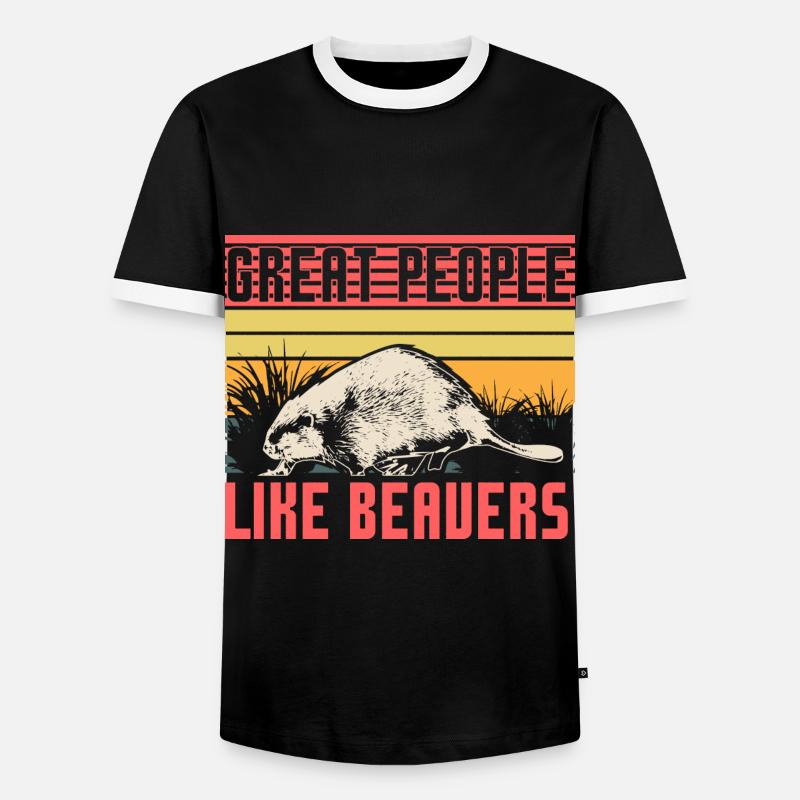 Biber Kanada Geschenkidee - Männer Kontrast-T-Shirt - Schwarz/Weiß