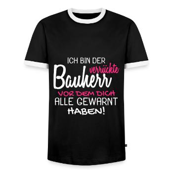 Bauherr Bauherren Baubeginn Hausbau Geschenk - Männer Kontrast-T-Shirt - Schwarz/Weiß - Vorne - AI Model Female 172 light (172cm) & AI Model Male 178 light (178cm)