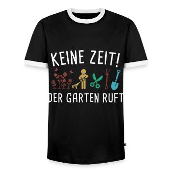Keine Zeit Der Garten Ruft - Männer Kontrast-T-Shirt - Schwarz/Weiß - Vorne - AI Model Female 172 light (172cm) & AI Model Male 178 light (178cm)