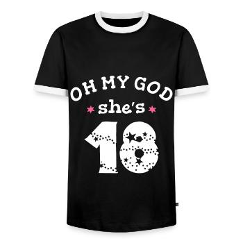 Oh mon dieu, elle a 18 ans - T-shirt contrasté Homme - noir/blanc - Devant - AI Model Female 172 light (172cm) & AI Model Male 178 light (178cm)