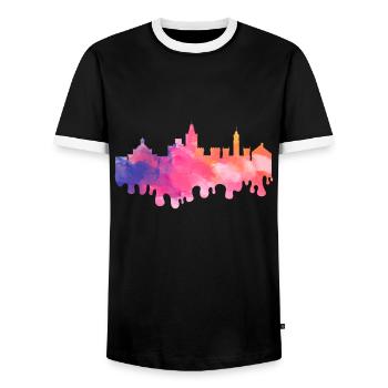 Valence Espagne Ville Skyline Splash Vacances colorées - T-shirt contrasté Homme - noir/blanc - Devant - AI Model Female 172 light (172cm) & AI Model Male 178 light (178cm)