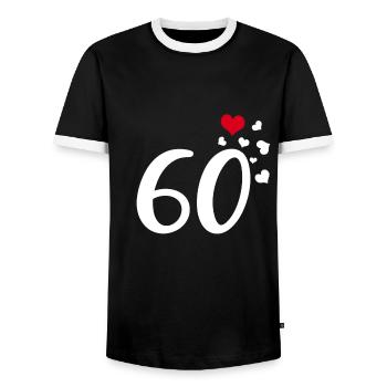 60e anniversaire coeurs 60 - T-shirt contrasté Homme - noir/blanc - Devant - AI Model Female 172 light (172cm) & AI Model Male 178 light (178cm)