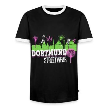 Dortmund Skyline City Germany Graffiti - Men's Ringer Shirt - black/white - Front - AI Model Female 172 light (172cm) & AI Model Male 178 light (178cm)