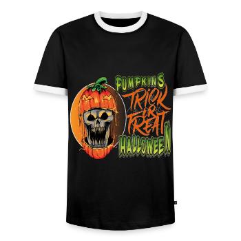 Pumpkins halloween trick or treat - Men's Ringer Shirt - black/white - Front - AI Model Female 172 light (172cm) & AI Model Male 178 light (178cm)