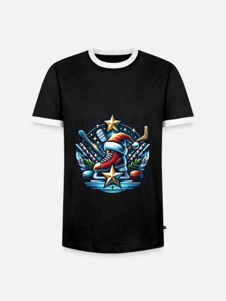 EishockeySpieler Winter - Männer Kontrast-T-Shirt - Schwarz/Weiß