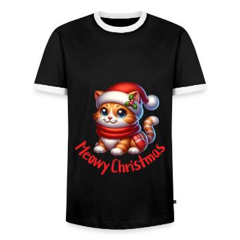 Noël chat - T-shirt contrasté Homme - noir/blanc - Devant - AI Model Female 172 light (172cm) & AI Model Male 178 light (178cm)
