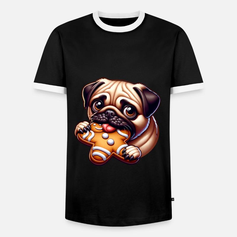 Mops - Männer Kontrast-T-Shirt - Schwarz/Weiß