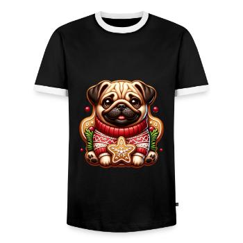 Carlin Noël Père Noël Famille - T-shirt contrasté Homme - noir/blanc - Devant - AI Model Female 172 light (172cm) & AI Model Male 178 light (178cm)