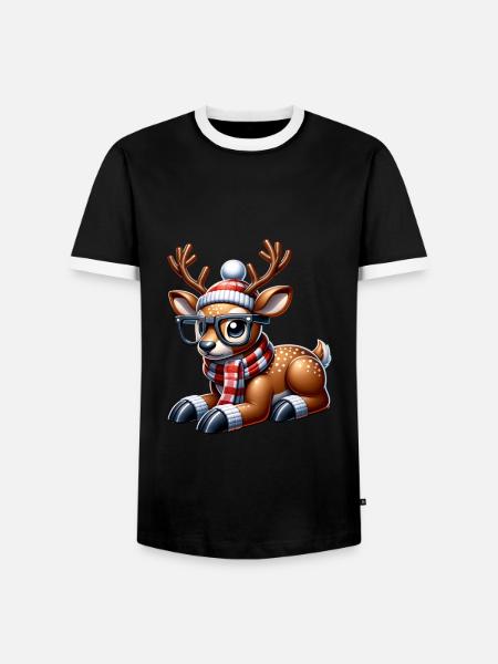 Reindeer Christmas - Männer Kontrast-T-Shirt - Schwarz/Weiß