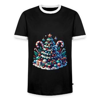 Christmas tree - Men's Ringer Shirt - black/white - Front - AI Model Female 172 light (172cm) & AI Model Male 178 light (178cm)