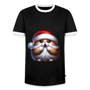 Christmas - Men's Ringer Shirt - black/white - Front - AI Model Female 172 light (172cm) & AI Model Male 178 light (178cm)