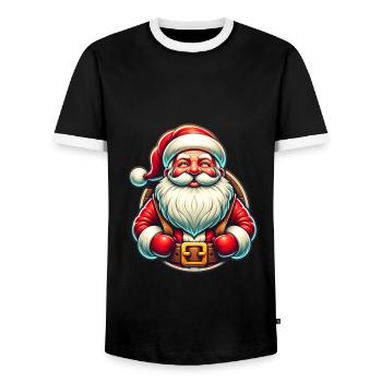 Noël Père Noël Père Noël Cadeau Noël - T-shirt contrasté Homme - noir/blanc - Devant - AI Model Female 172 light (172cm) & AI Model Male 178 light (178cm)
