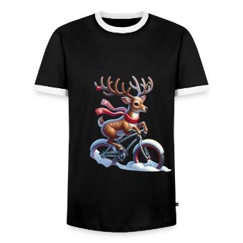Renne de Noël - T-shirt contrasté Homme - noir/blanc - Devant - AI Model Female 172 light (172cm) & AI Model Male 178 light (178cm)