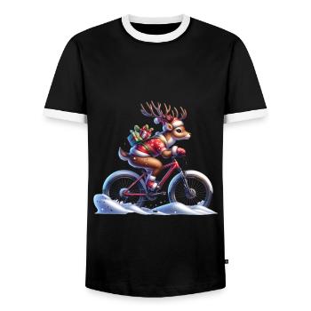 Weihnachts Rentier Winter Fahrrad Schnee - Männer Kontrast-T-Shirt - Schwarz/Weiß - Vorne - AI Model Female 172 light (172cm) & AI Model Male 178 light (178cm)