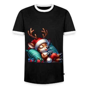 Rentier Gemütliche Weihnachten - Männer Kontrast-T-Shirt - Schwarz/Weiß - Vorne - AI Model Female 172 light (172cm) & AI Model Male 178 light (178cm)