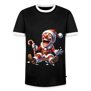 Drôle Père Noël Clown Première chute de neige - T-shirt contrasté Homme - noir/blanc - Devant - AI Model Female 172 light (172cm) & AI Model Male 178 light (178cm)