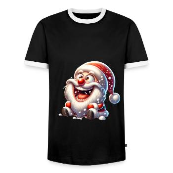 Père Noël Chute de neige Bande dessinée drôle - T-shirt contrasté Homme - noir/blanc - Devant - AI Model Female 172 light (172cm) & AI Model Male 178 light (178cm)