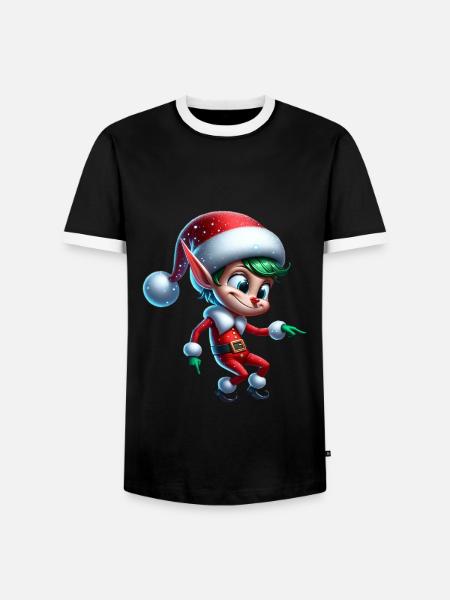 Lustiger Elf Tanzt Weihnachten - Männer Kontrast-T-Shirt - Schwarz/Weiß