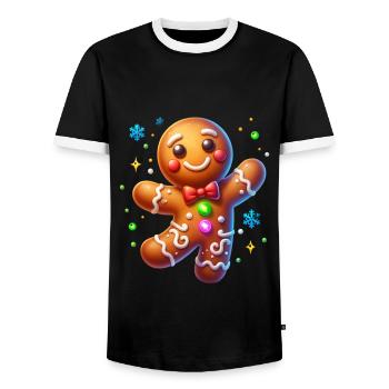 Lebkuchenmann Weihnachten - Männer Kontrast-T-Shirt - Schwarz/Weiß - Vorne - AI Model Female 172 light (172cm) & AI Model Male 178 light (178cm)