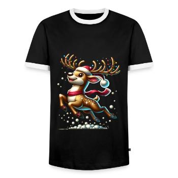 Rentier Weihnachten Xmas - Männer Kontrast-T-Shirt - Schwarz/Weiß - Vorne - AI Model Female 172 light (172cm) & AI Model Male 178 light (178cm)