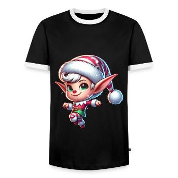Elf - Men's Ringer Shirt - black/white - Front - AI Model Female 172 light (172cm) & AI Model Male 178 light (178cm)