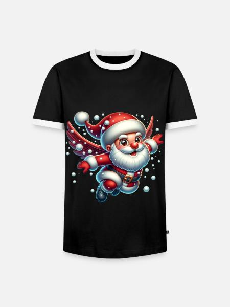 Weihnachtsmann Schneebälle - Männer Kontrast-T-Shirt - Schwarz/Weiß