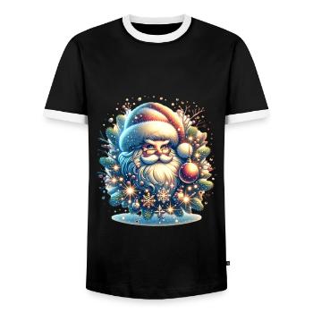Christmas Santa Claus - Men's Ringer Shirt - black/white - Front - AI Model Female 172 light (172cm) & AI Model Male 178 light (178cm)