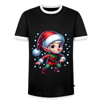Eleven Snowballs Christmas - Men's Ringer Shirt - black/white - Front - AI Model Female 172 light (172cm) & AI Model Male 178 light (178cm)