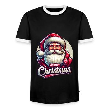 Merry Christmas Weihnachtsmann Christmas Xmas - Männer Kontrast-T-Shirt - Schwarz/Weiß - Vorne - AI Model Female 172 light (172cm) & AI Model Male 178 light (178cm)
